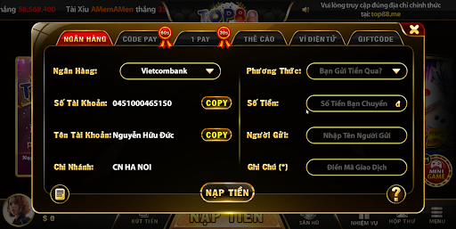 nạp rút tiền top88