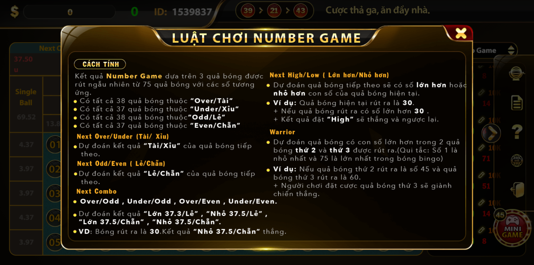 Giới thiệu về trò chơi Numbers Game